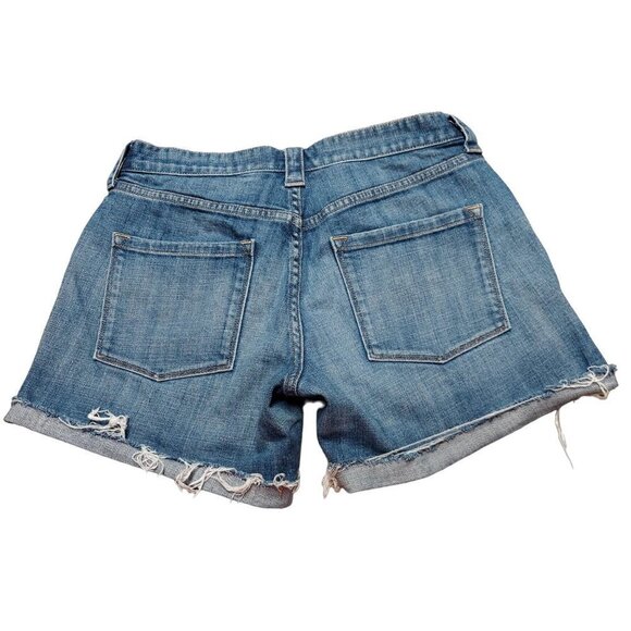 J. Crew Women's Blue Denim Cut Off Fringe Hem Shorts - Picture 3 of 6